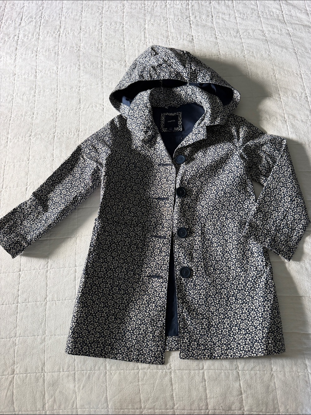 GAP Navy Floral Hooded Raincoat